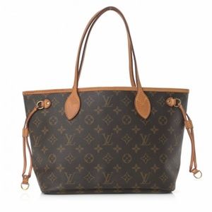 Louis Vuitton canvas Neverfull. Two leather shoulder straps. Canvas lining.